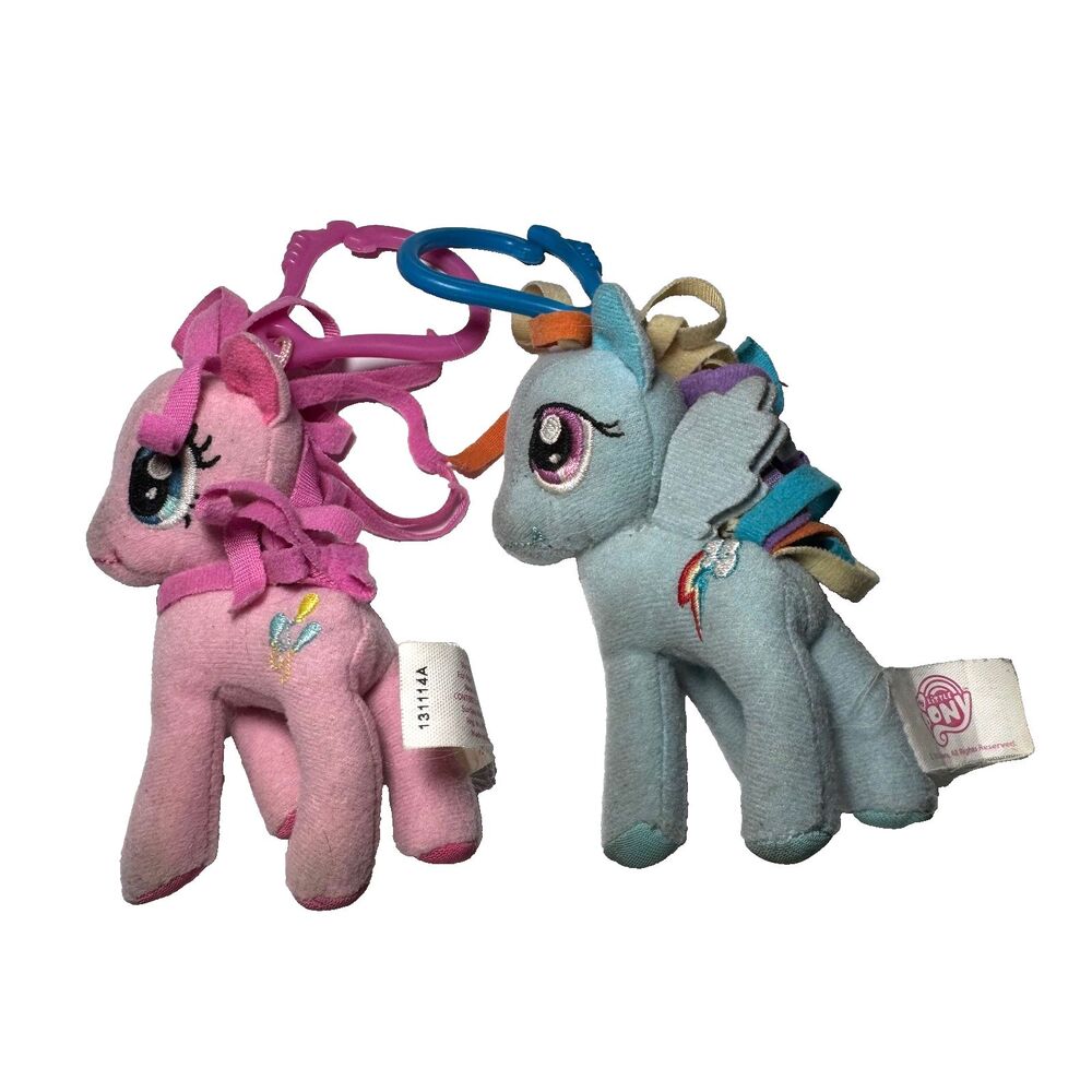 My Little Pony Plush Clip Keychain Lot 2012 Hasbro Rainbow Dash Pinkie Pie 5"